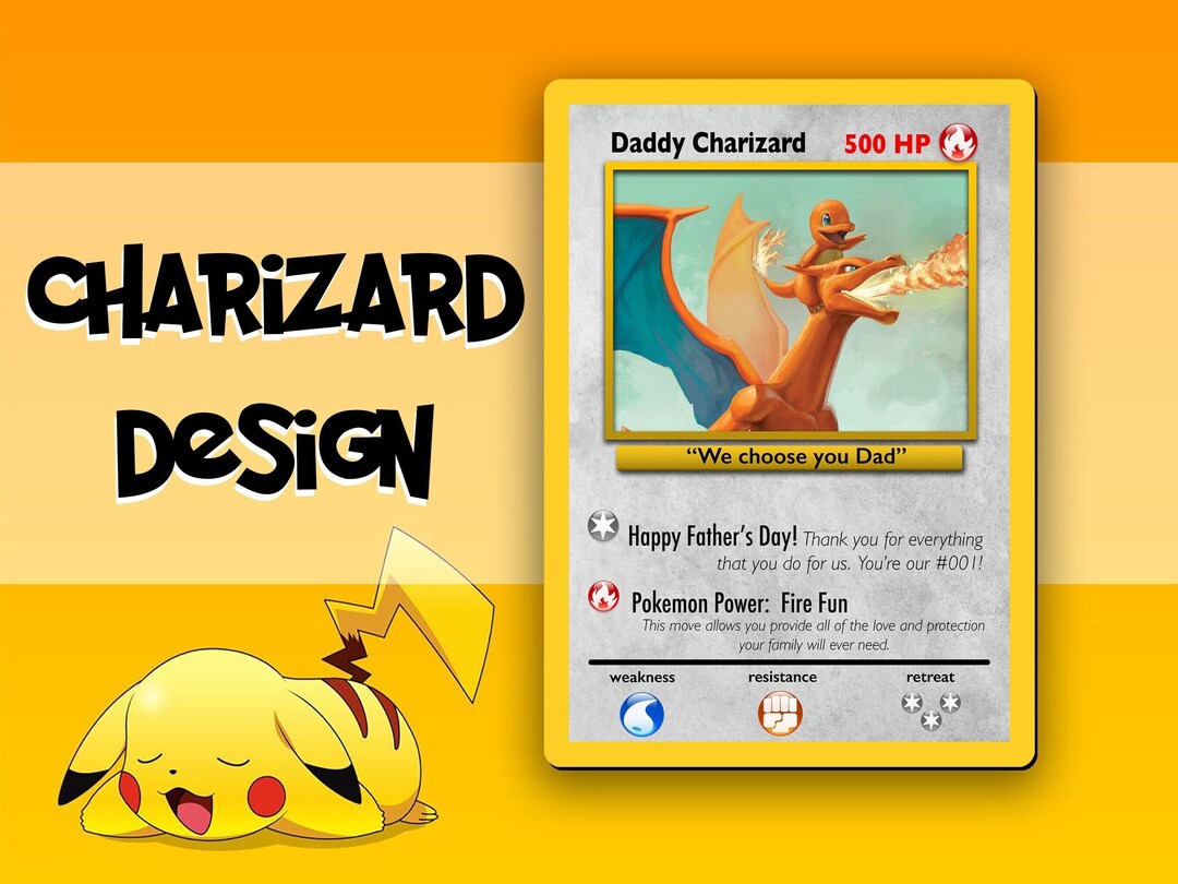 Charizard Fan Art Pokemon Card With Fathers Day Design Etsy