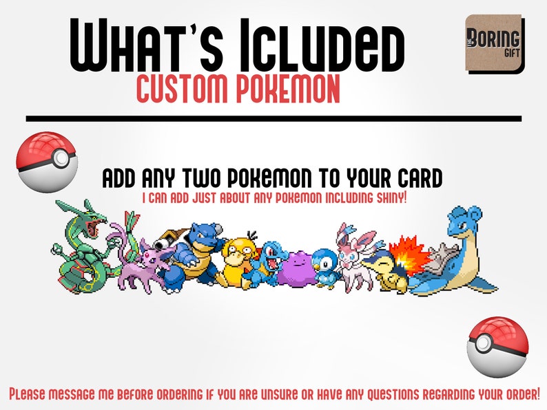 Personalization Options ADD ON ONLY Custom Pokemon