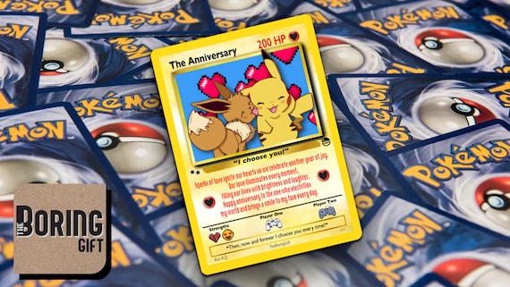 Anniversary Pokemon Card Gift for Him or Her, Romantic Pikachu and Eevee -  Etsy Israel