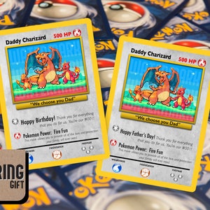Custom Father's Day Pokemon Card - Charizard Design - Perfect Gift Idea for Gamer Dads and Pokemon Fans