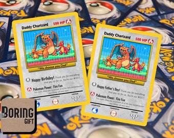 Custom Father's Day Pokemon Card - Charizard Design - Perfect Gift Idea for Gamer Dads and Pokemon Fans