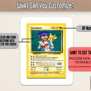 Pikachu Graduation Card - Class of 2026 - Handmade Pokemon Gift for Him image 3