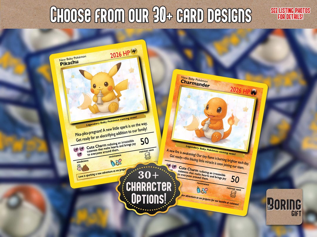 Pokemon Pregnancy Card - Baby Pikachu and Baby Charmander Design - Custom Pokemon  Card - Pregnancy Announcement Gift for Husband - Etsy Canada