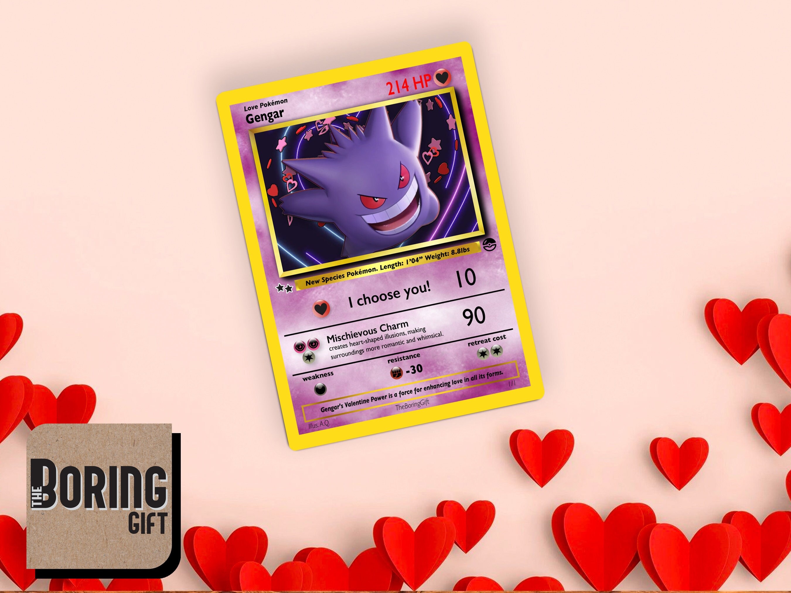 Valentine Gengar Card for Him or Her, Romantic Pokemon Gift - Etsy