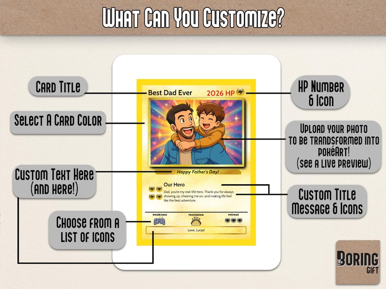 Custom Father's Day Card - Gift For Dad - Pokemon Trainer Card - Custom Father's Day Gift bild 3