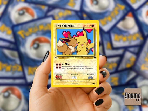 does loves sell pokemon cards Pikachu and Eevee Pokémon Valentine's Day Card – Gift for Boyfriend or  Girlfriend