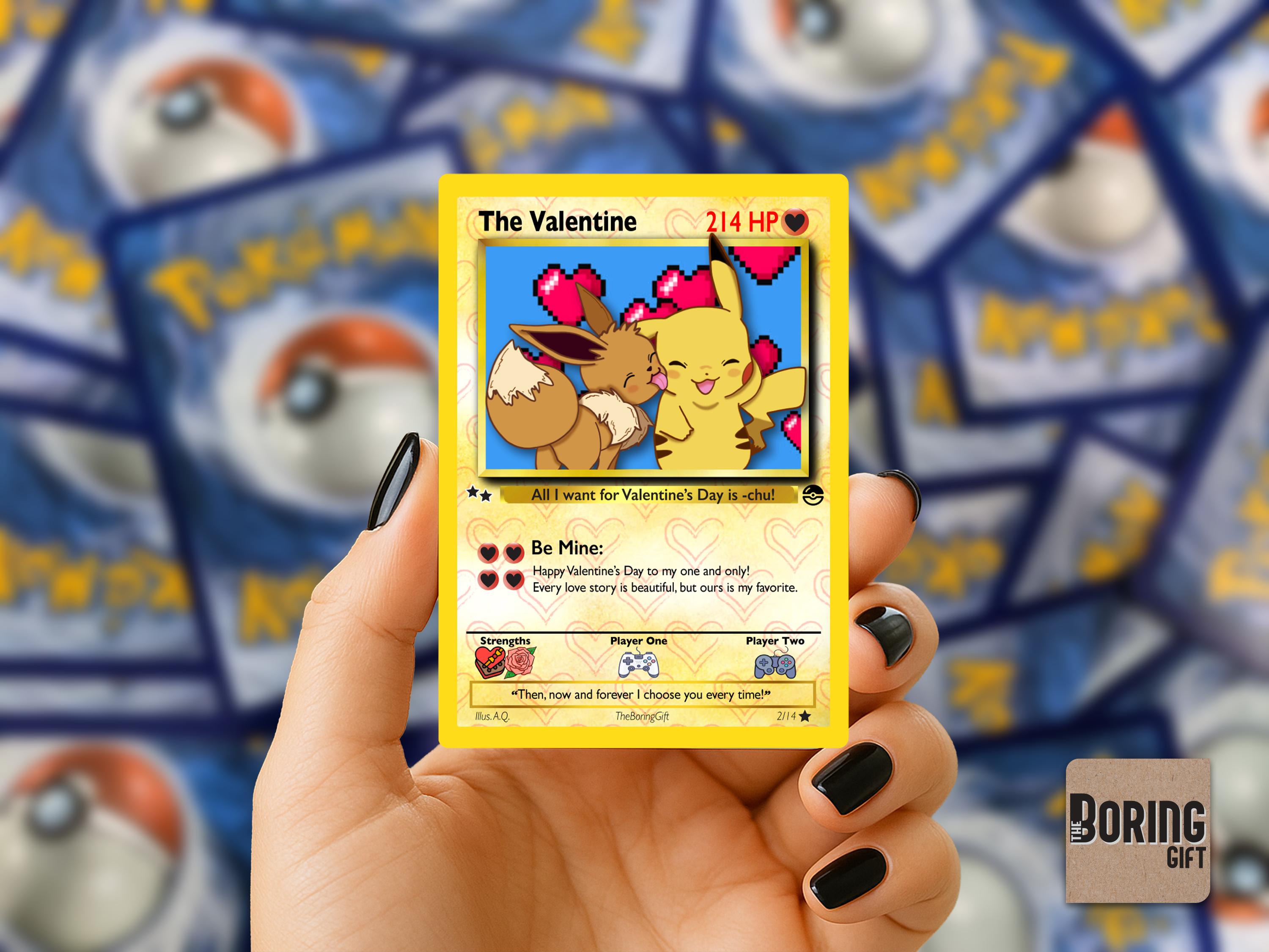 pokemon card valentines day gift Pikachu and Eevee Pokémon Valentine's Day Card – Gift for Boyfriend or  Girlfriend