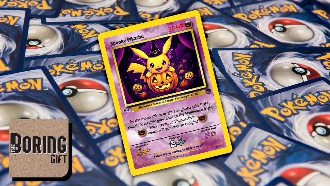 Pokemon Halloween Card Spooky Pikachu Design Etsy
