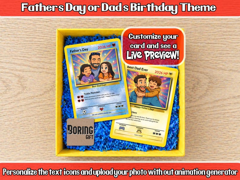 Custom Father's Day Card - Gift For Dad - Pokemon Trainer Card - Custom Father's Day Gift bild 1