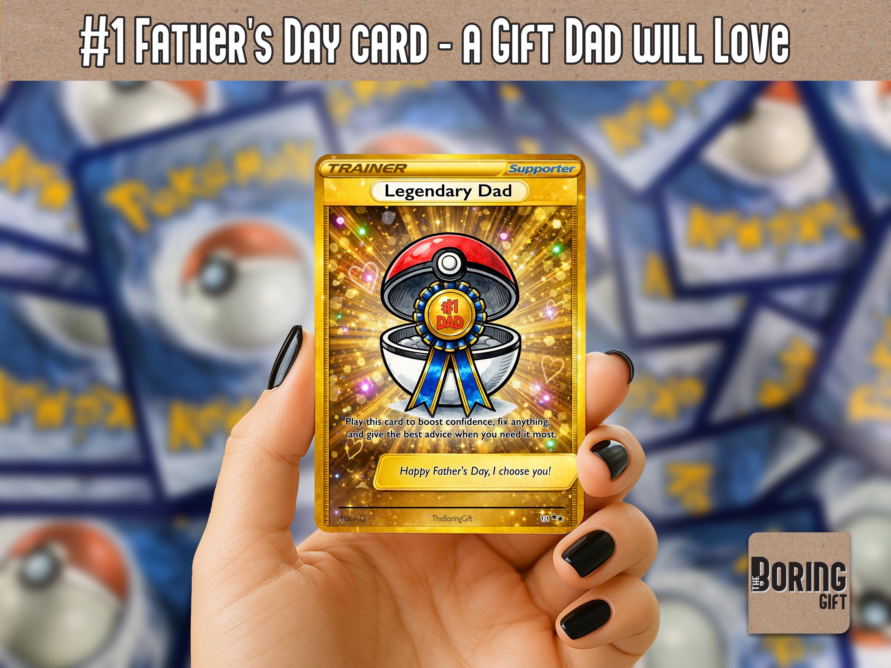 dad pokemon card Personalized Father's Day Pokemon Card, Gamer Dad Gift, Custom Anime Acrylic Card