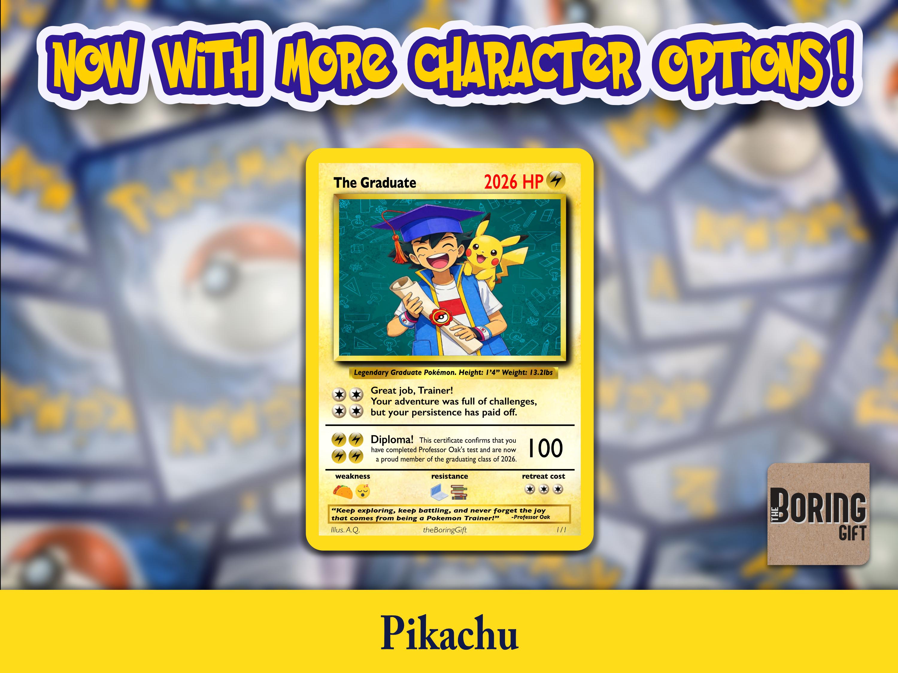 Pikachu Graduation Card - Class of 2026 - Handmade Pokemon Gift for Him -  Etsy