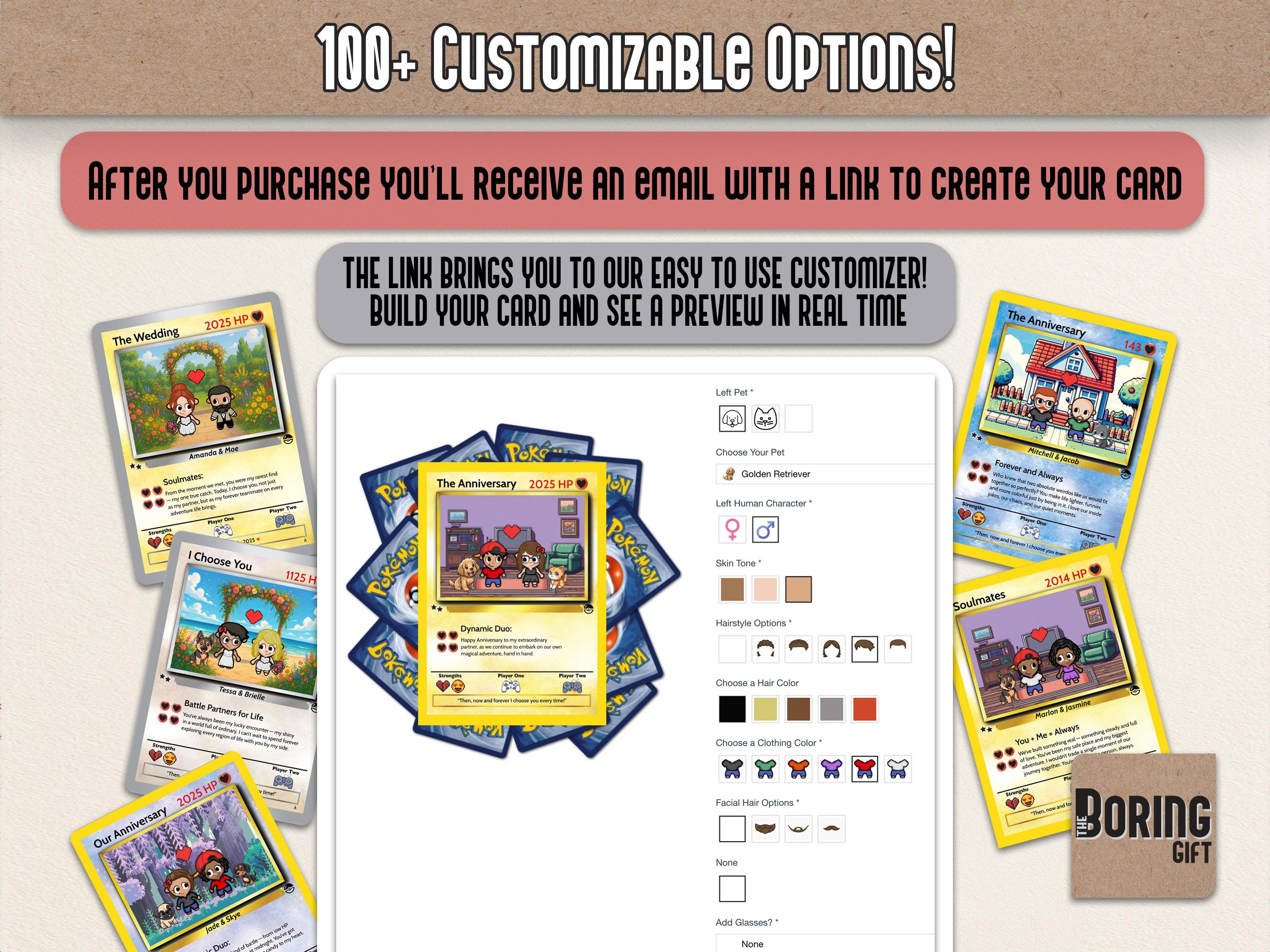mega lucario pokemon cards Personalized PKM Anniversary Card, Anime Wedding Card, Custom Couple P main image 1
