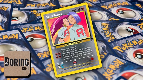 pokemon cards team rocket Team Rocket Anniversary Pokemon Card Gift for Him or Her, Jessie and James,  Wedding or Valentine Card