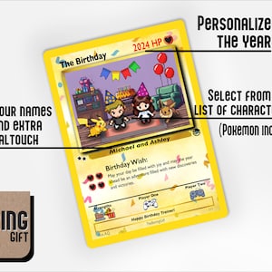 Custom Anniversary Pokemon Card Gift for Him or Her, Wedding or Valentine Card Birthday