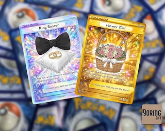 Pokemon Trainer Ring Bearer Card - Custom Bridal Party Gift - Flower Girl
