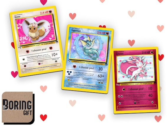 Valentine Eeveeloutions Card for Him or Her, Romantic Eevee Pokemon Gift -  Etsy