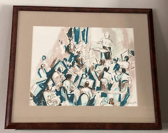 Philadelphia Orchestra, Ready to Hang, Sketch by Ethel Lunenfeld, Pen and Ink