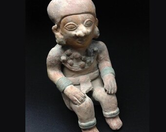 Genuine Pre-Columbian Jamacoaque Seated Warrior Figurine ca. 300 B.C. - 500 A.D.