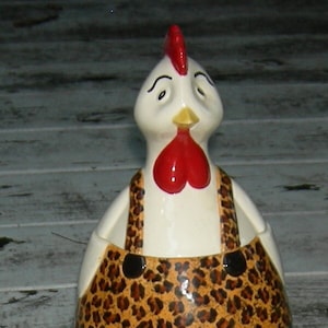 African Chicken Cookie/Candy/Treat Ceramic Jar, Leopard Print Biscuit Jar, Unusual Hostess Gift, Cheetah Cookie Jar