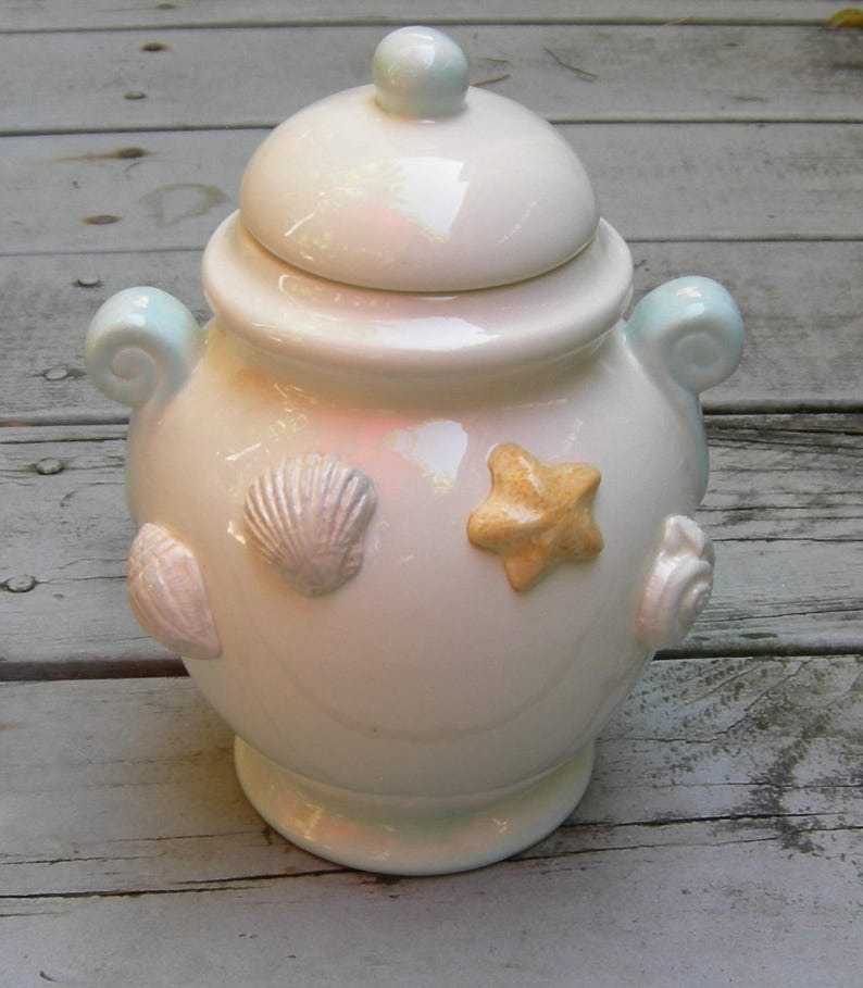 Tropical SEA SHELL Ceramic Cookie/treat Jar Beach House - Etsy
