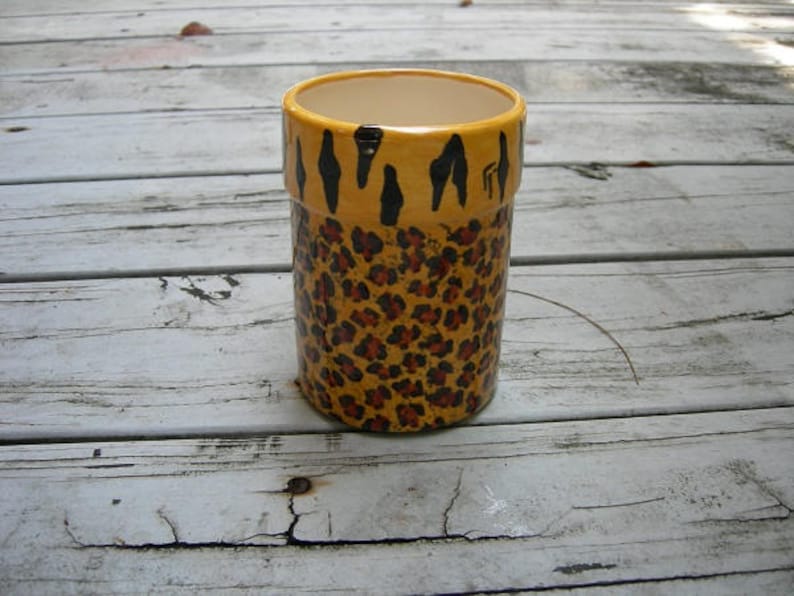 Custom LEOPARD PRINT/TIGER Kitchen Caddy, Ceramic Utensil Caddy, Animal Print Desk Organizer