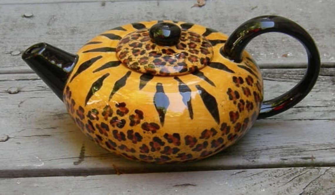 Custom Exotic LEOPARD PRINT/TIGER Teapot Hand Painted Etsy