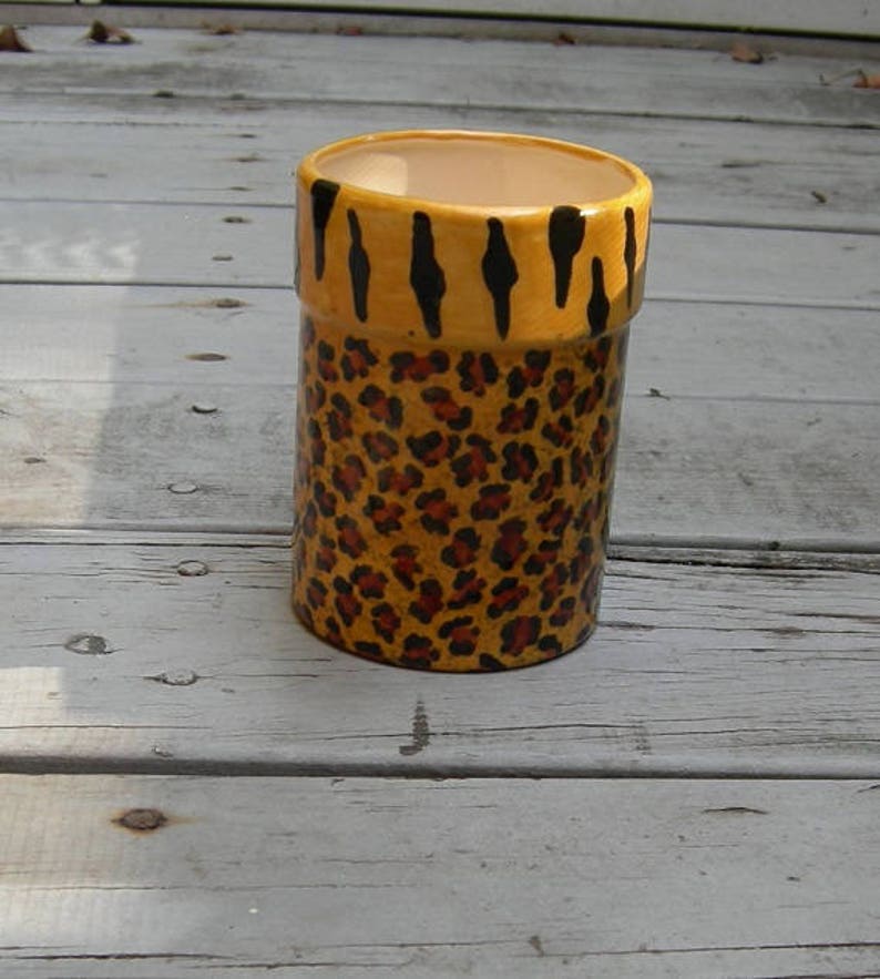 Custom LEOPARD PRINT/TIGER Kitchen Caddy Ceramic Utensil Etsy
