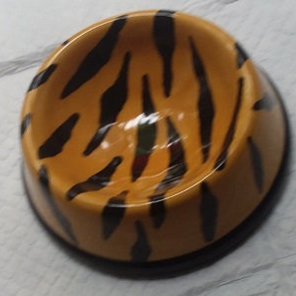 Custom Tiger Print Hand Painted Dog/Cat/Pet Bowl/Dish/Feeder, Ceramic Pet Bowl, Hand Made, Hand Painted Custom Pet Bowl