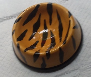 Custom Tiger Print Hand Painted Dog/Cat/Pet Bowl/Dish/Feeder, Ceramic Pet Bowl, Hand Made, Hand Painted Custom Pet Bowl