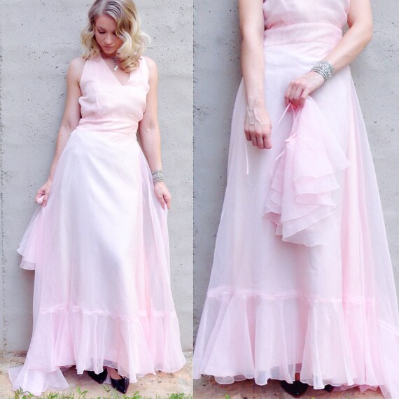 Vintage Pretty in Pink Gown w/ Matching Cape. Deli