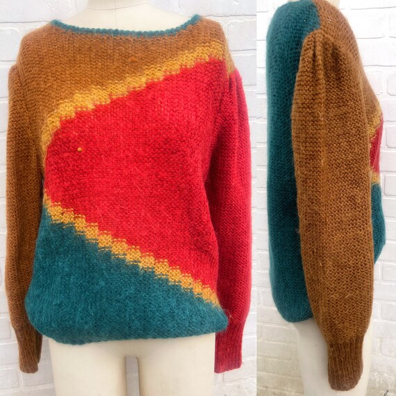 Vintage Retro Knit Sweater.  Hand Made Knit Sweat… - image 1