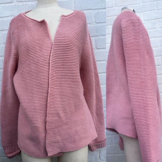 Vintage Pink Knit Valentines Sweater. Blush Knitt… - image 1