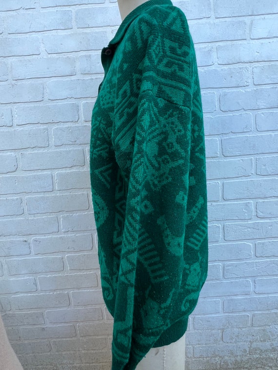 Vintage Green Knit Sweater. Green Holiday Sweater… - image 5