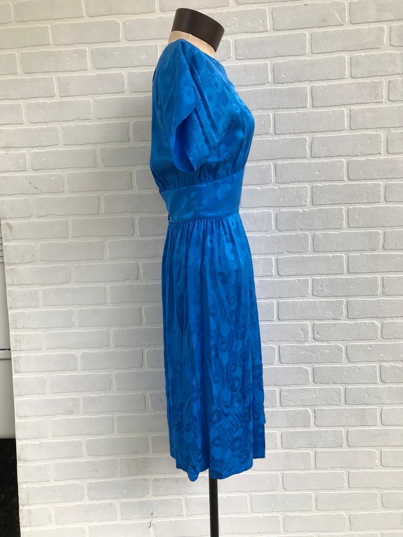 Lauren Alexandra Dress 100 Percent Silk. Blue Sun Dress Vintage Silk Blue Dress
