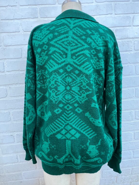 Vintage Green Knit Sweater. Green Holiday Sweater… - image 6