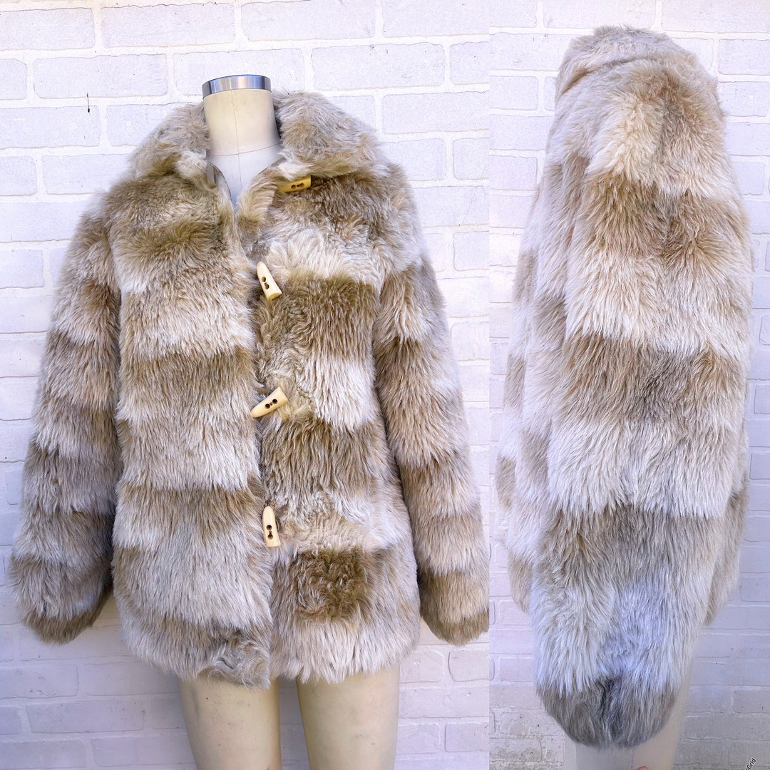 Vintage 50's 60's brown faux fur collar coat  L main image 0