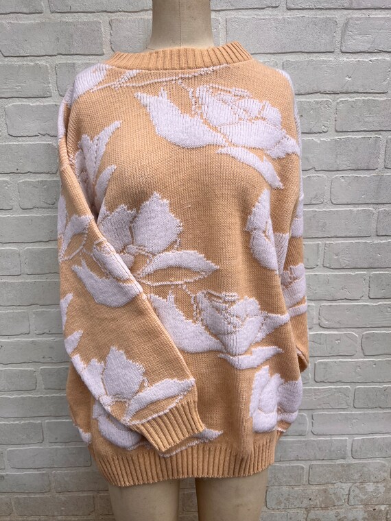 Vintage Beige Floral Sweater. Spring Holiday Swea… - image 2