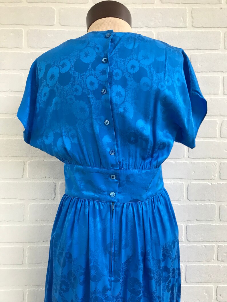 Lauren Alexandra Dress 100 Percent Silk. Blue Sun Dress Vintage Silk Blue Dress