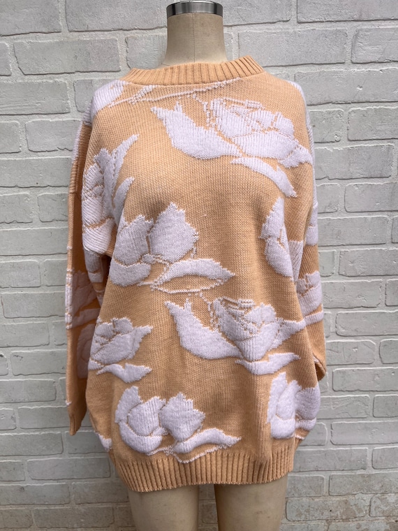 Vintage Beige Floral Sweater. Spring Holiday Swea… - image 5