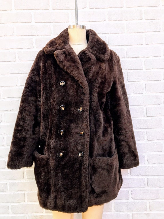 Vintage 1960's Brown Faux Fur Coat. Luxury Brown … - image 2