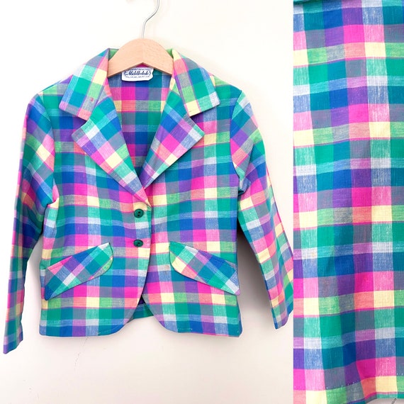 Vintage Plaid Bright Colorful Sweater. Valentines… - image 1