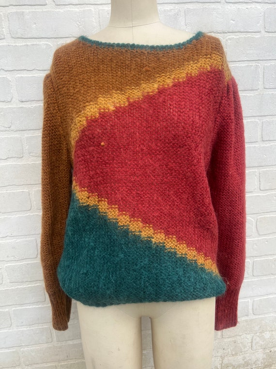 Vintage Retro Knit Sweater.  Hand Made Knit Sweat… - image 3