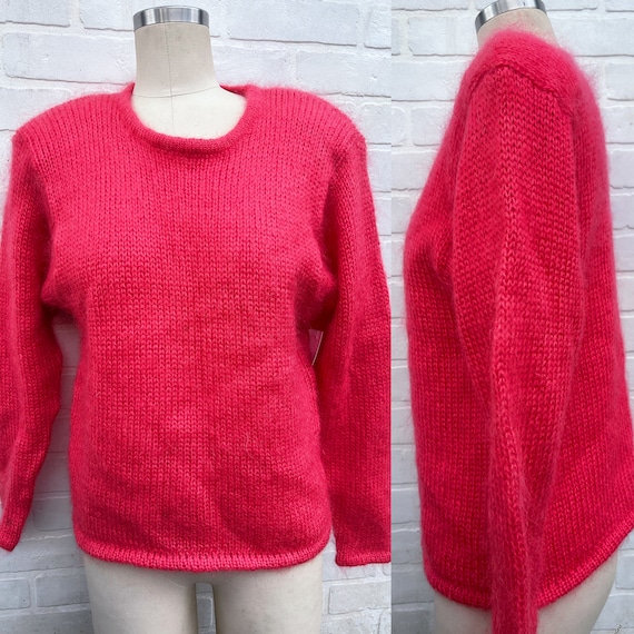 Vintage Pink Knit Mohair Sweater. Pink Knit Sweat… - image 1