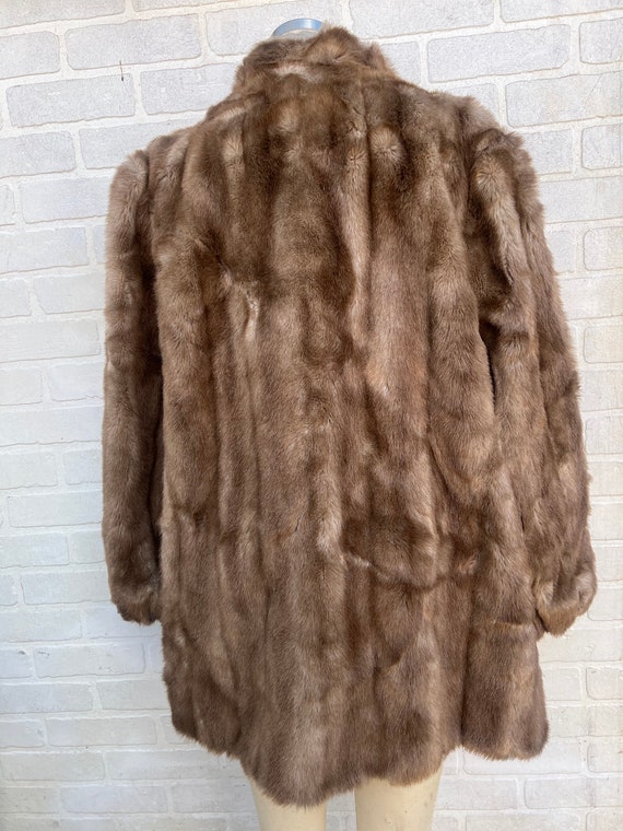 Vintage 1960's Brown Faux Fur Coat. Luxury Tissav… - image 6