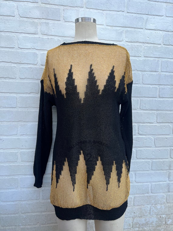 Vintage Gold Knit Sweater. Black and Gold Knit Sw… - image 7