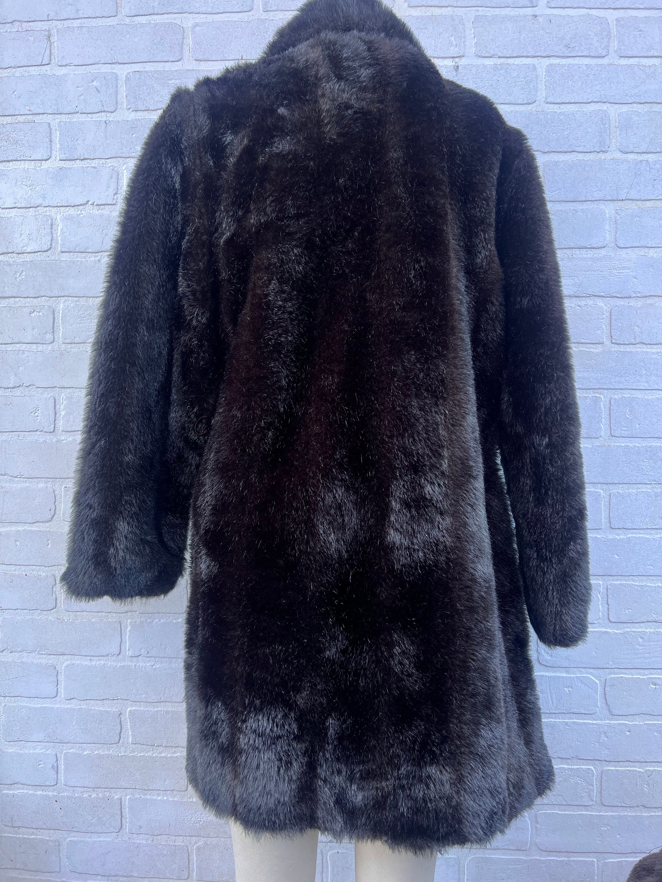 CLASSIC BLACK FAUX FUR COAT main image 0