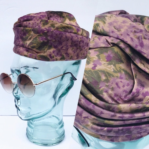 Vintage Floral Lavender Purple Pill Hat. 1950's Fl