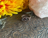 Rhodolite Garnet Wire Wrapped Ring in Antiqued Copper Size 5