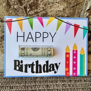 Cartão de Feliz Aniversário 5x7 PARA IMPRIMIR (com opção de rolo de dinheiro)