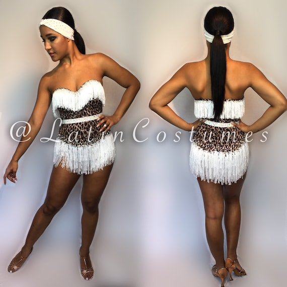 Custom made latin dance team costume leopard print bodysuit Etsy